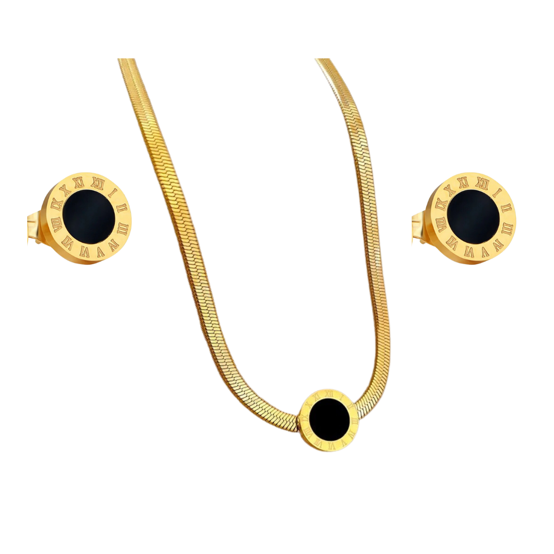 Conjunto Colar e Brincos Números Romanos