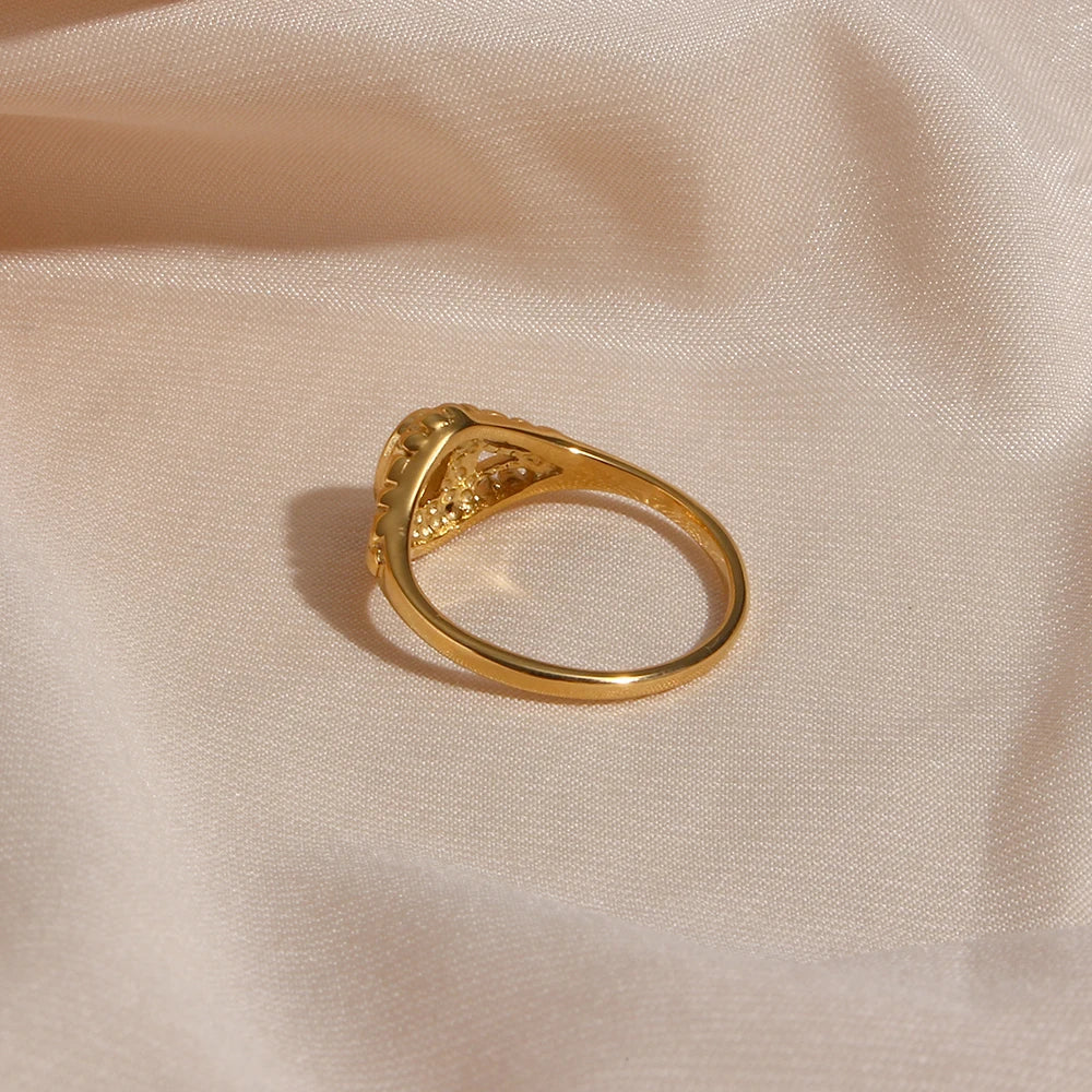 Anel de Pérola Natural Banhado a Ouro 18k