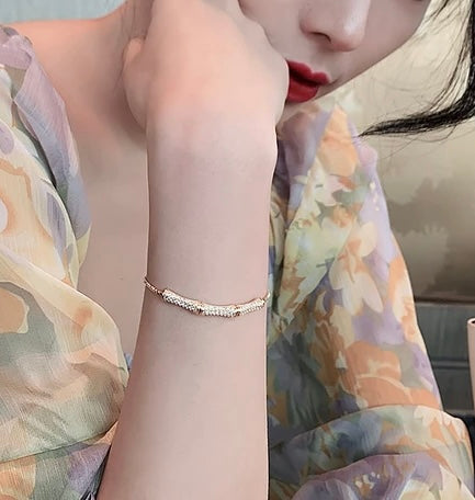 Pulseira Bambu com Pedras Preciosas