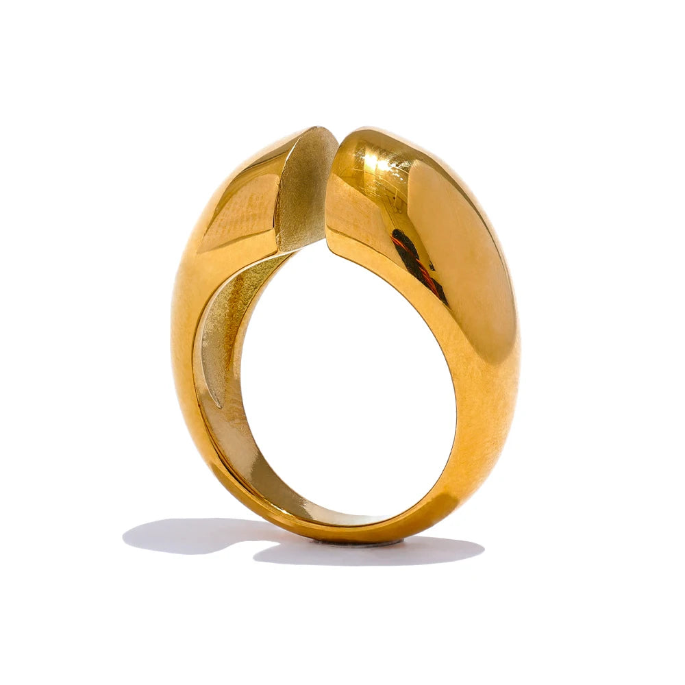 Yhpup-Anel de Dedo Minimalista em Aço Inoxidável para Mulheres, Declaração Metal, Anel Geométrico Incomum, Textura Personalizada, Jóias da Moda