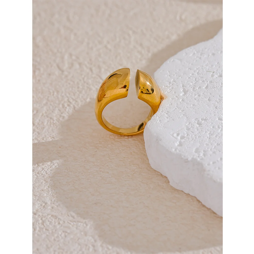 Yhpup-Anel de Dedo Minimalista em Aço Inoxidável para Mulheres, Declaração Metal, Anel Geométrico Incomum, Textura Personalizada, Jóias da Moda