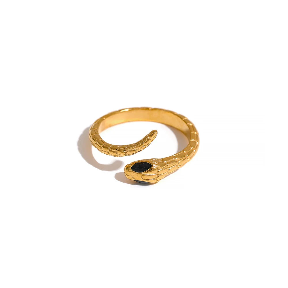 Yhpup anel de cobra com pingente de cor dourada, à prova d'água, textura de dedo, moda chique, joias de animais femininas