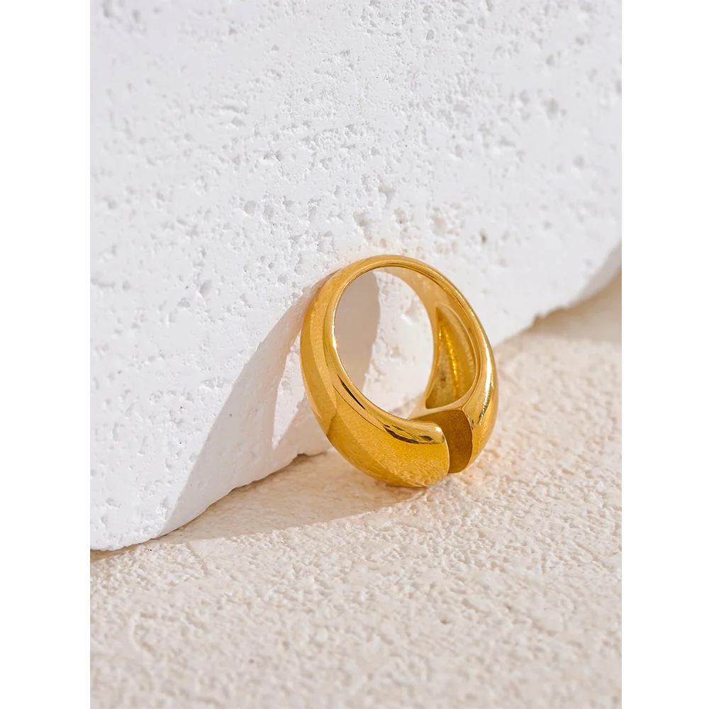 Yhpup-Anel de Dedo Minimalista em Aço Inoxidável para Mulheres, Declaração Metal, Anel Geométrico Incomum, Textura Personalizada, Jóias da Moda