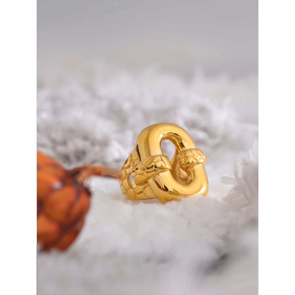Yhpup-elegante aço inoxidável anel geométrico oco, textura robusta, à prova de ferrugem, declaração Finger Jewelry, Wide Cast Gift