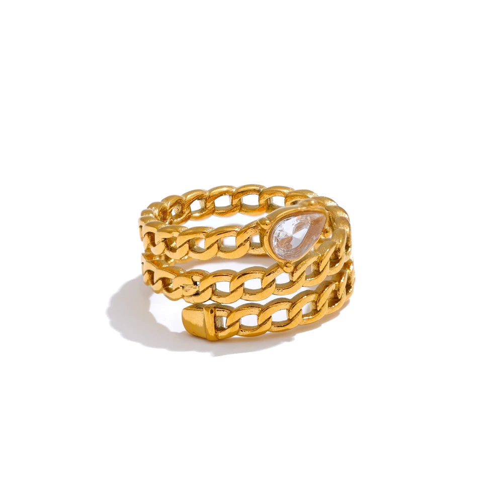 Anel de Aço Inoxidável Banhado a Ouro 18K - Design Cobra