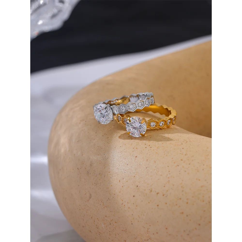 Yhpup-AAA Cubic Zirconia Classic Ring, banhado a ouro 18k PVD, CZ Bling, aço inoxidável, moda de luxo, requintado presente da jóia, 2022
