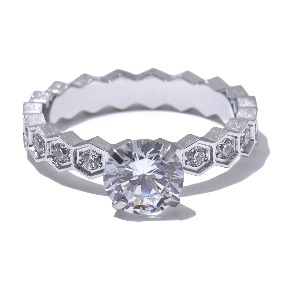 Yhpup-AAA Cubic Zirconia Classic Ring, banhado a ouro 18k PVD, CZ Bling, aço inoxidável, moda de luxo, requintado presente da jóia, 2022