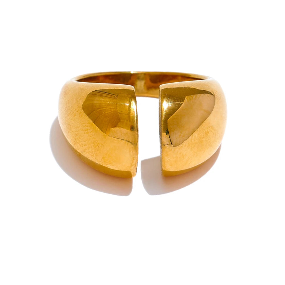 Yhpup-Anel de Dedo Minimalista em Aço Inoxidável para Mulheres, Declaração Metal, Anel Geométrico Incomum, Textura Personalizada, Jóias da Moda