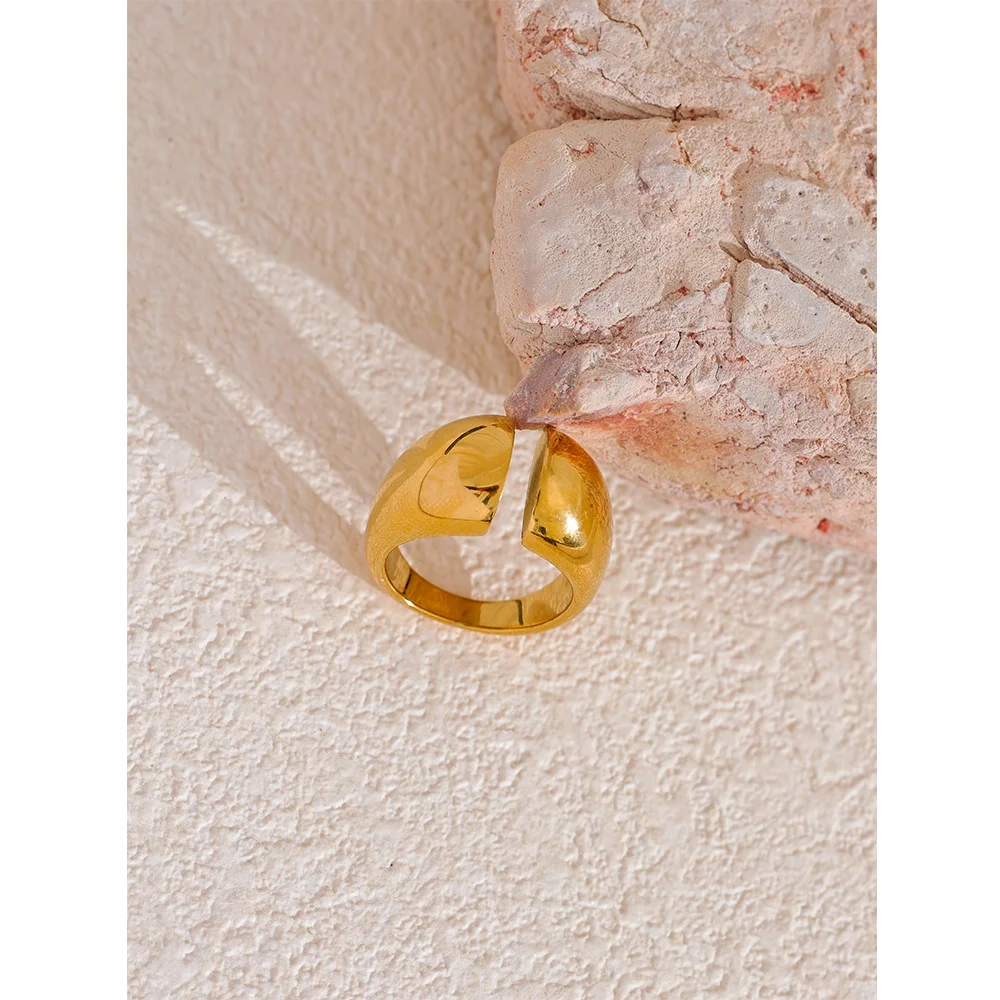 Yhpup-Anel de Dedo Minimalista em Aço Inoxidável para Mulheres, Declaração Metal, Anel Geométrico Incomum, Textura Personalizada, Jóias da Moda