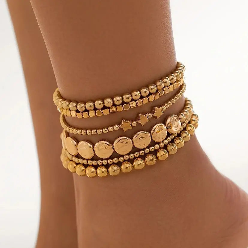 Tornozeleira Conjunto De Luxo Banhado a Ouro 18k