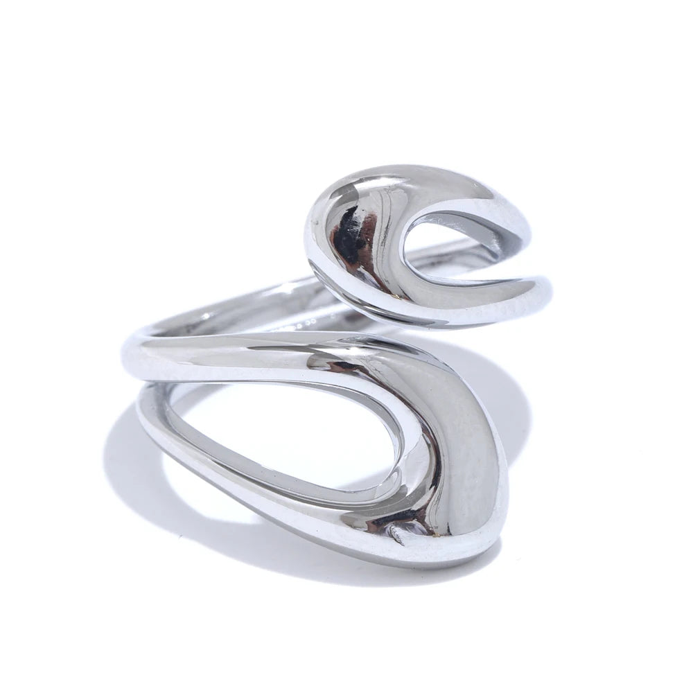 Yhpup-Anel ajustável banhado a ouro e platina para mulheres, elegante único, metal de aço inoxidável, presente de joias chique minimalista