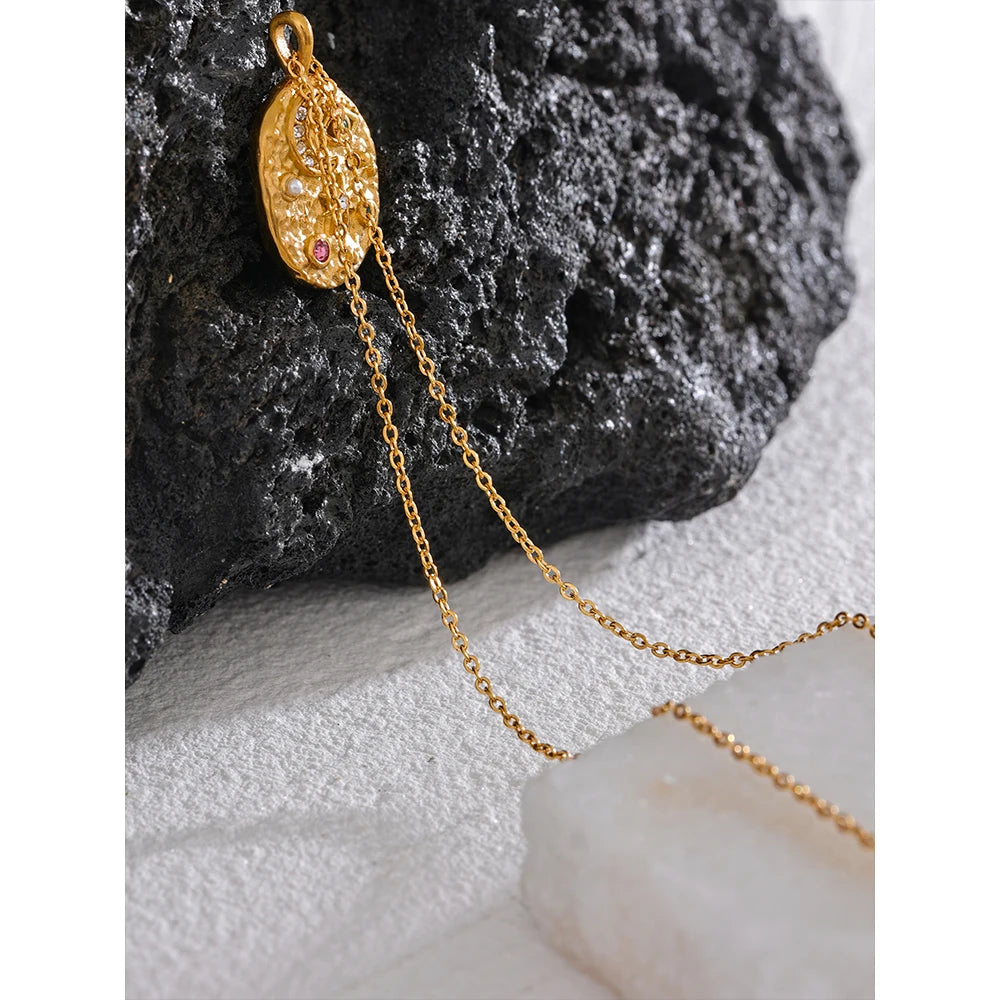 Colar Com Pingente Redondo Banhado a Ouro 18k