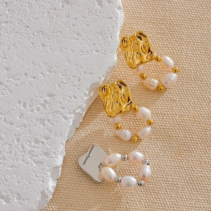 Brinco De Pérolas Banhado a Ouro 18k