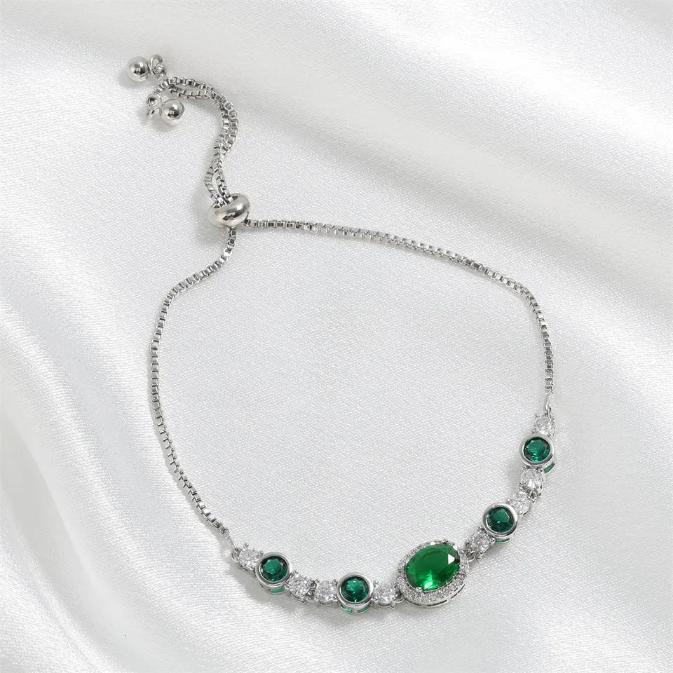 Pulseira Ajustável Prata com Zircônia