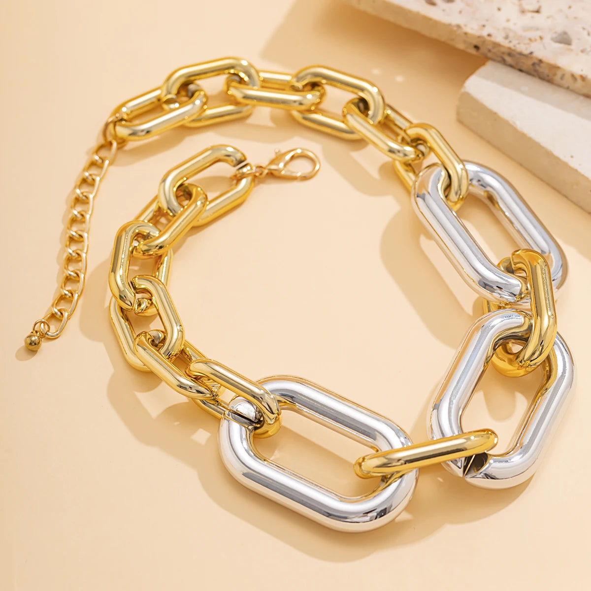Colar Max Corrente Unique Prata e Dourado