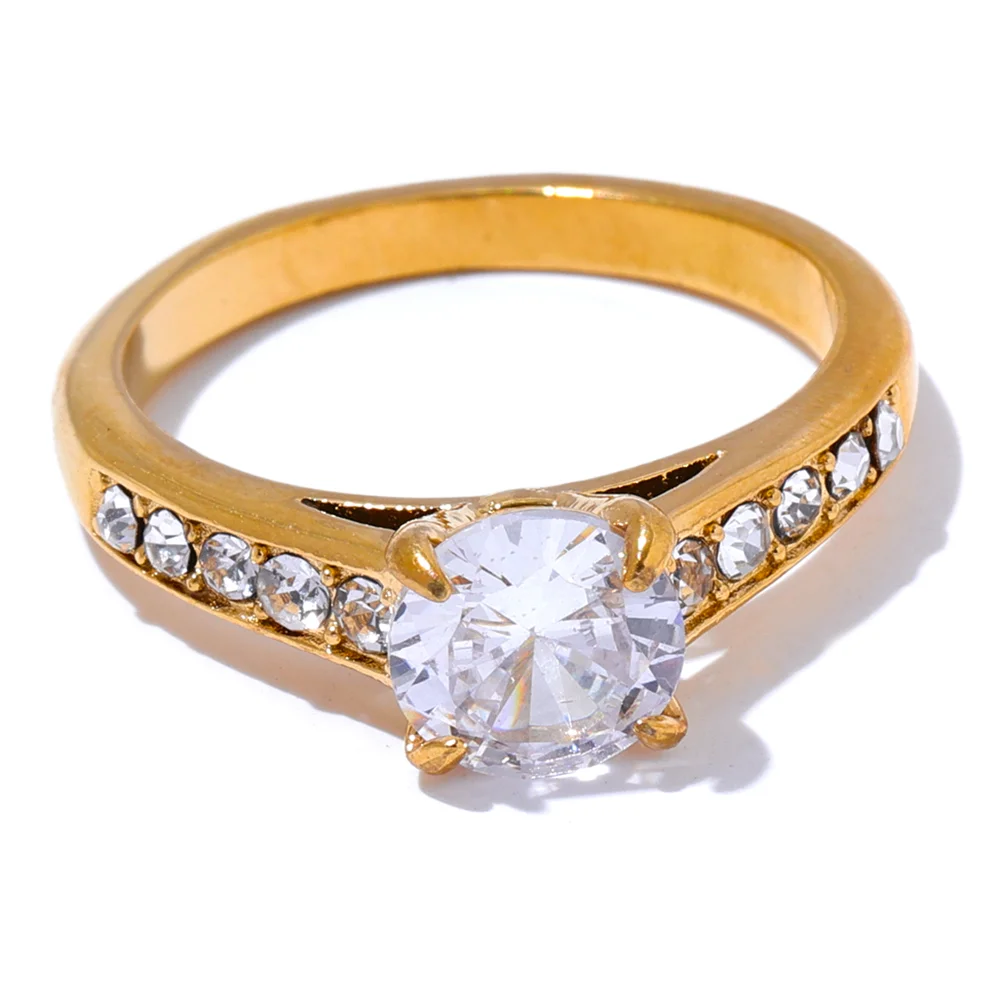 Yhpup-AAA Anel de Noivado de Zircônia Cúbica Brilhante para Mulheres, Moda Aço Inoxidável, Jóias Clássicas Premium, Presente, 6789, 2024