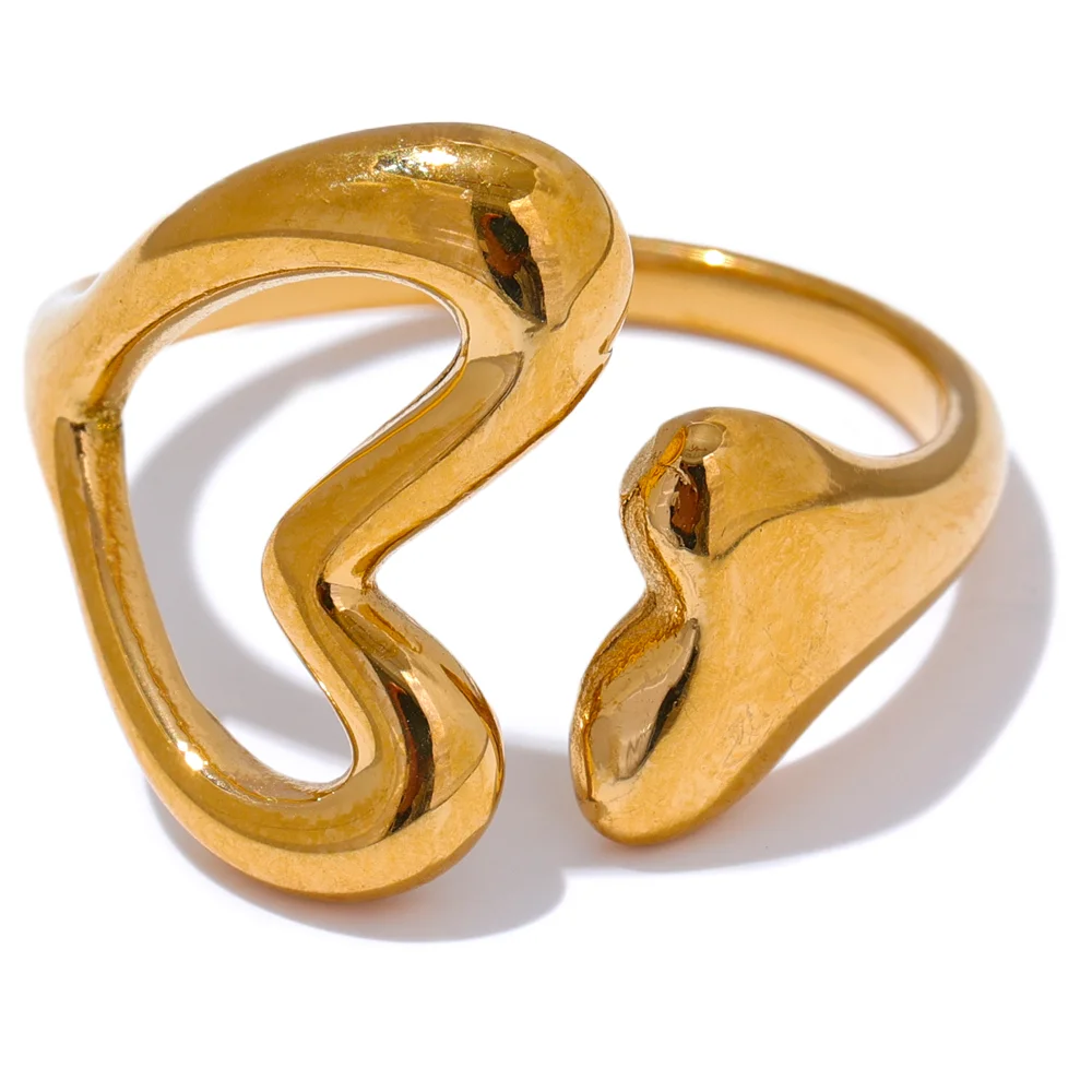 Yhpup-Anel oco do amor do coração do aço inoxidável, charme de metal banhado a PVD 18k, jóias da moda para mulheres, jóias minimalistas