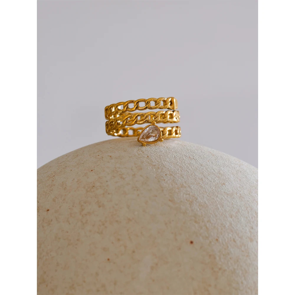 Anel de Aço Inoxidável Banhado a Ouro 18K - Design Cobra