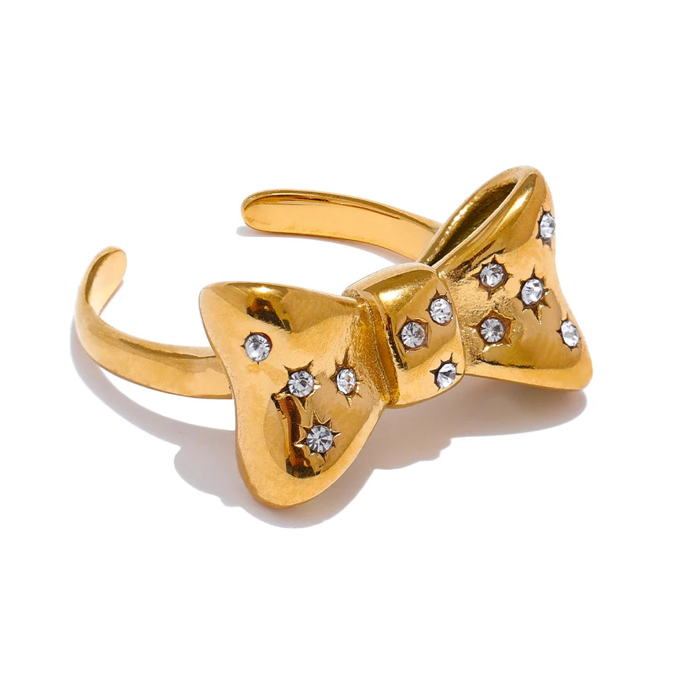 Anel de Laços com Zircônias Banhado a Ouro 18k