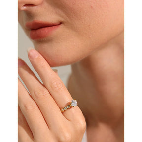 Yhpup-AAA Cubic Zirconia Classic Ring, banhado a ouro 18k PVD, CZ Bling, aço inoxidável, moda de luxo, requintado presente da jóia, 2022