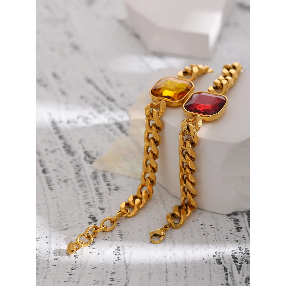 Pulseira Cúbica Com Zircônia Banhado a Ouro 18k