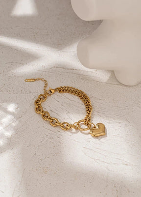 Pulseira De Coração Luxuosa Banhada a Ouro 18k