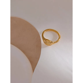 Yhpup-anel geométrico dourado de aço inoxidável para mulheres, textura metálica, anel de dedo da moda