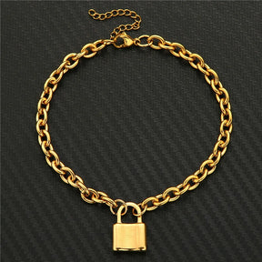 Tornozeleira Cadeado Banhada a Ouro 18k