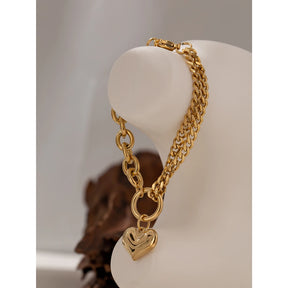Pulseira De Coração Luxuosa Banhada a Ouro 18k