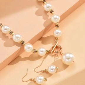 Conjunto Colar e Brinco de Pérolas  Naturais