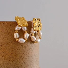 Brinco De Pérolas Banhado a Ouro 18k