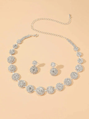 Conjunto Colar e Brincos Cravejados com Zircônia