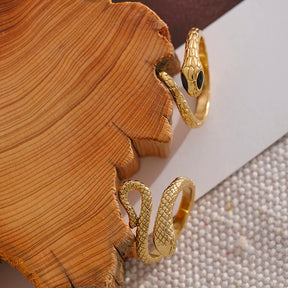 Yhpup anel de cobra com pingente de cor dourada, à prova d'água, textura de dedo, moda chique, joias de animais femininas