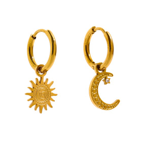 Brinco Lua e Sol Banhado a Ouro 18k
