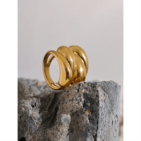 Yhpup-Anel de Dedo Geométrico em Aço Inoxidável para Mulheres, Charme Largo de Metal, Gota de Água, Jóias Populares, Presente Personalizado, Novo, Moda
