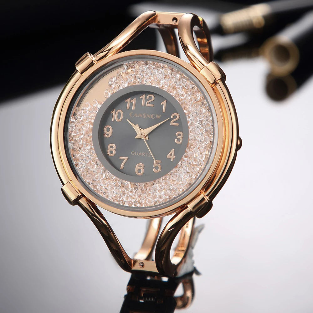 Relógio Feminino Ajustável Cravejado com Zircônia
