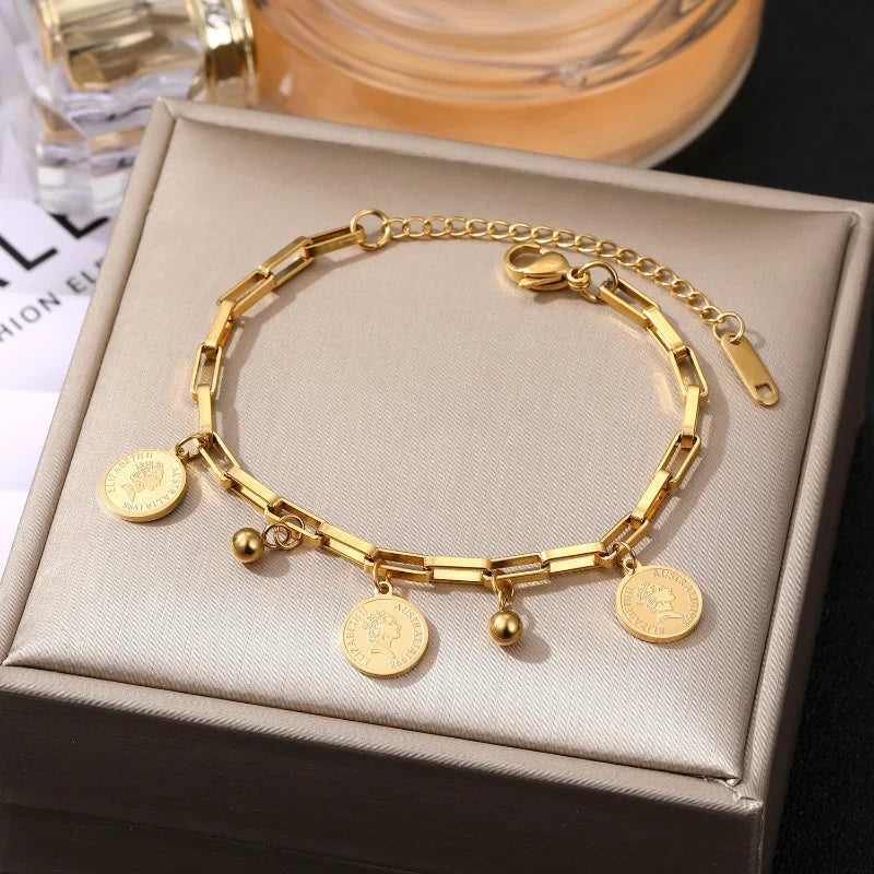 Pulseira Feminina com Pendentes de Moedas