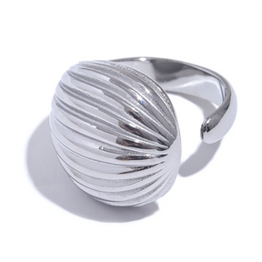 Yhpup 316l aço inoxidável listra geométrica moda anel aberto para mulheres textura de metal 18k banhado elegante jóias de alta qualidade