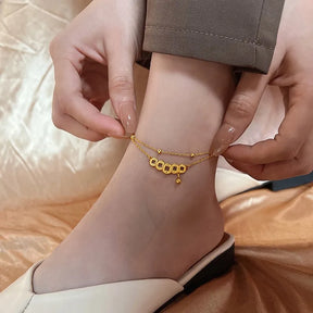 Tornozeleira Elegante Com Pingente de Sino