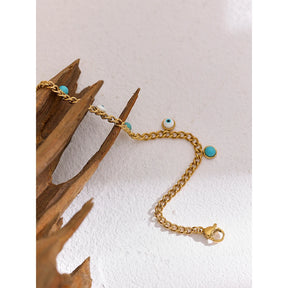 Pulseira Turquesa Banhada a Ouro 18k