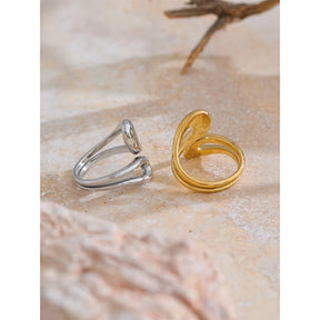 Yhpup-Anel ajustável banhado a ouro e platina para mulheres, elegante único, metal de aço inoxidável, presente de joias chique minimalista