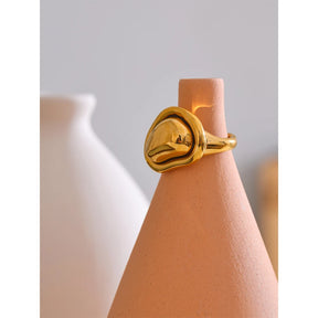 Anel de amor de coração de metal de aço inoxidável Yhpup, joia de moda diária, presente PVD banhado a ouro