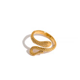 Yhpup anel de cobra com pingente de cor dourada, à prova d'água, textura de dedo, moda chique, joias de animais femininas