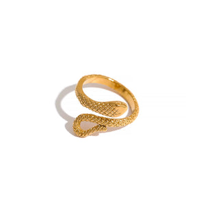 Yhpup anel de cobra com pingente de cor dourada, à prova d'água, textura de dedo, moda chique, joias de animais femininas