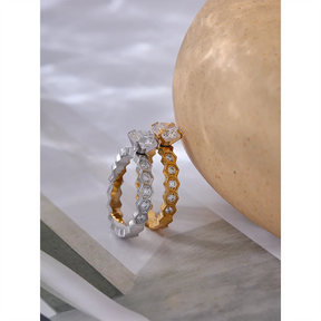 Yhpup-AAA Cubic Zirconia Classic Ring, banhado a ouro 18k PVD, CZ Bling, aço inoxidável, moda de luxo, requintado presente da jóia, 2022