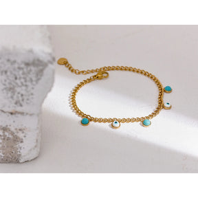 Pulseira Turquesa Banhada a Ouro 18k