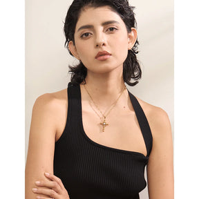Colar Com Pingente Em Formato De Cruz Banhado a Ouro 18k