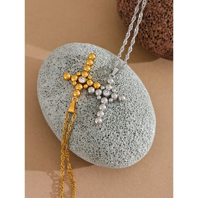 Colar Com Pingente Em Formato De Cruz Banhado a Ouro 18k