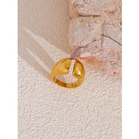 Yhpup-Anel de Dedo Minimalista em Aço Inoxidável para Mulheres, Declaração Metal, Anel Geométrico Incomum, Textura Personalizada, Jóias da Moda