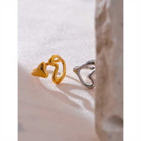 Yhpup-Anel oco do amor do coração do aço inoxidável, charme de metal banhado a PVD 18k, jóias da moda para mulheres, jóias minimalistas